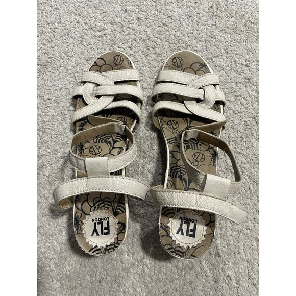 Fly London Sandals Ankle Strap Women's Size EU 41 US 10-10.5 White P141552015 - Picture 10 of 12